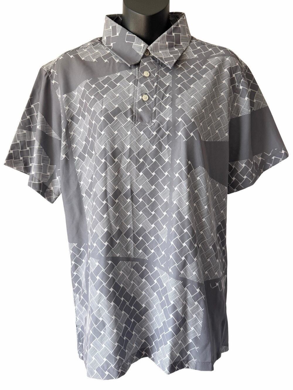 Manaola Mahalo Pullover Button Up Shirt Mens XS Gray White Short Sleeve Hawaiian
